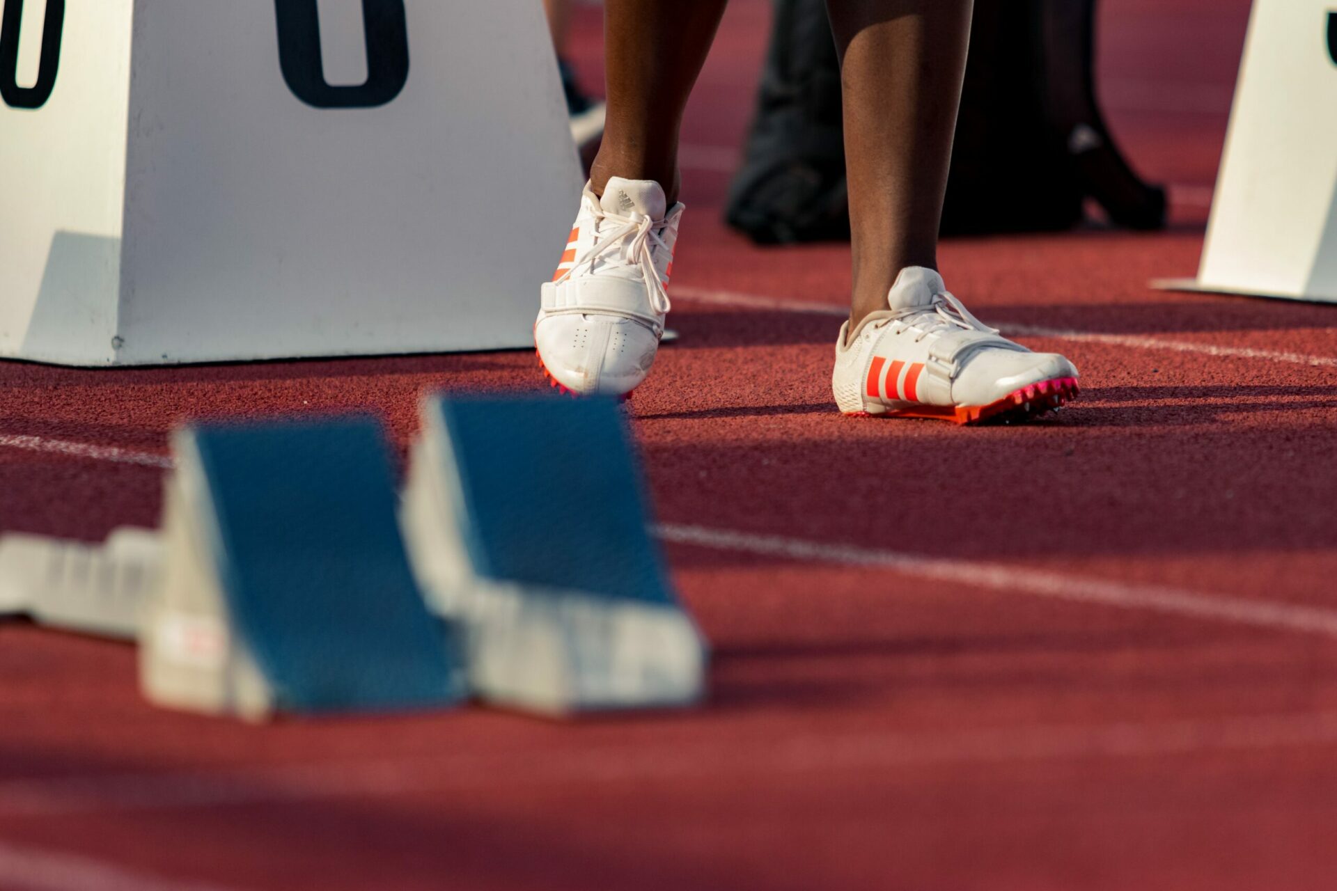 Runner's feet on athletic track